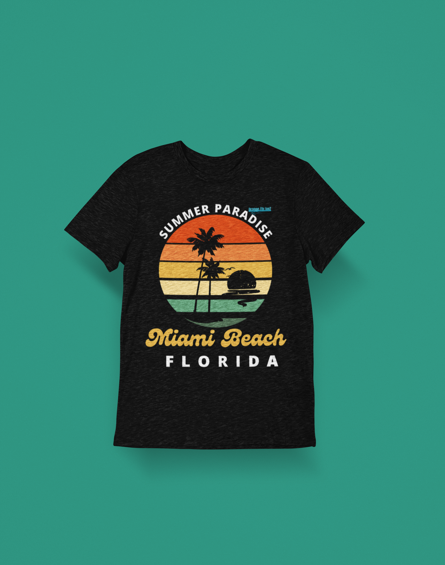 ALL AROUND THE WORLD-Miami Beach Summer Paradise-Wht letters-T-Shirt